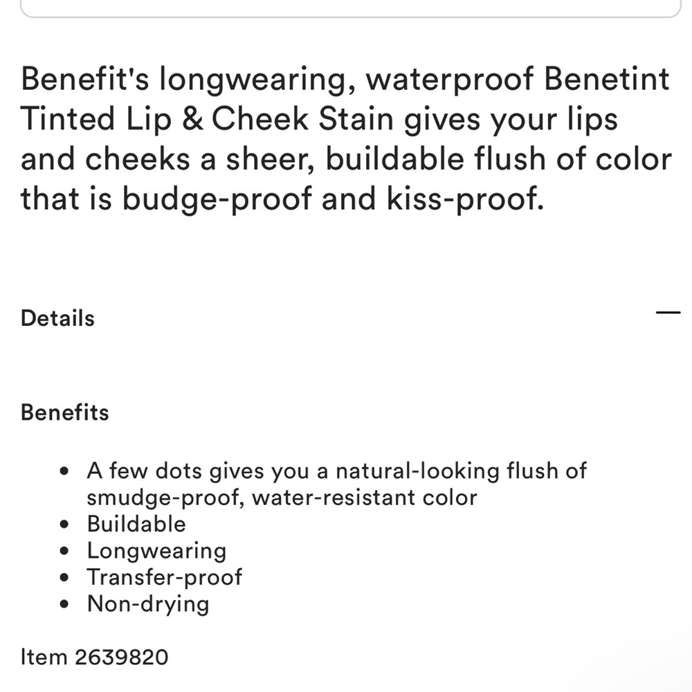 Benefit ‘Raspberry’ Benetint Liquid Lip & Cheek Stain - Picture 12 of 12